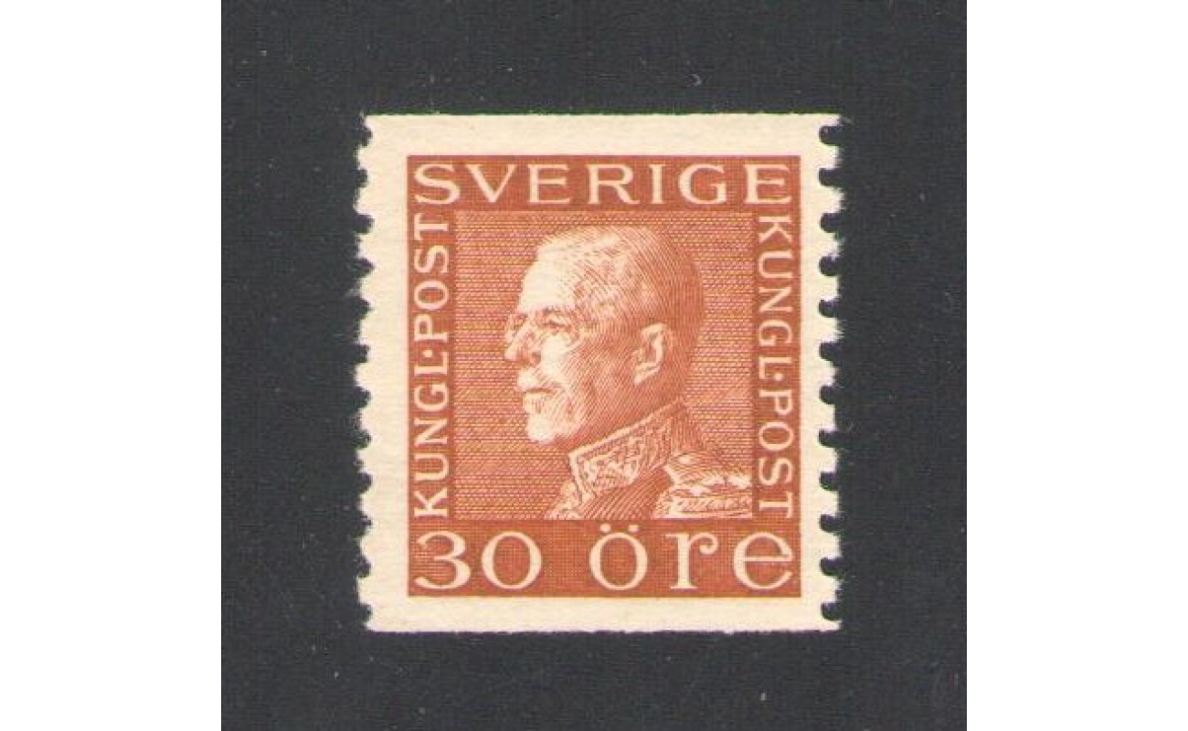 1929 Svezia, n. 215A-30 ore bruno giallo carta bianca MNH ** - Raybaudi