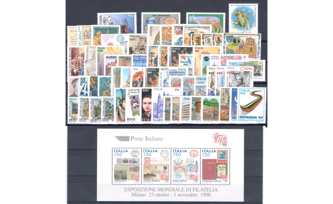 1997 Italia - Repubblica , Annata Completa , francobolli nuovi , 64 valori + 1 Foglietto - MNH**