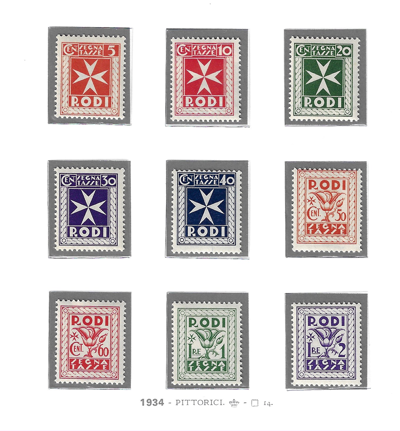 tx 1 1934 EGEO, Segnatasse # 1/9, Soggetti vari, MNH** - immagine 1