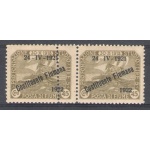 1922 Fiume, n° 183x , 45 cent. oliva ,  MNH** , COPPIA CON DOPPIA DENTELLATURA