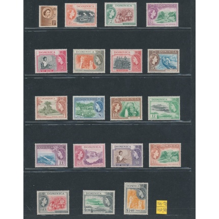 1954-62 DOMINICA - Stanley Gibbons n. 140/158 - Elisabetta II - ordinaria 17 valori  MNH**
