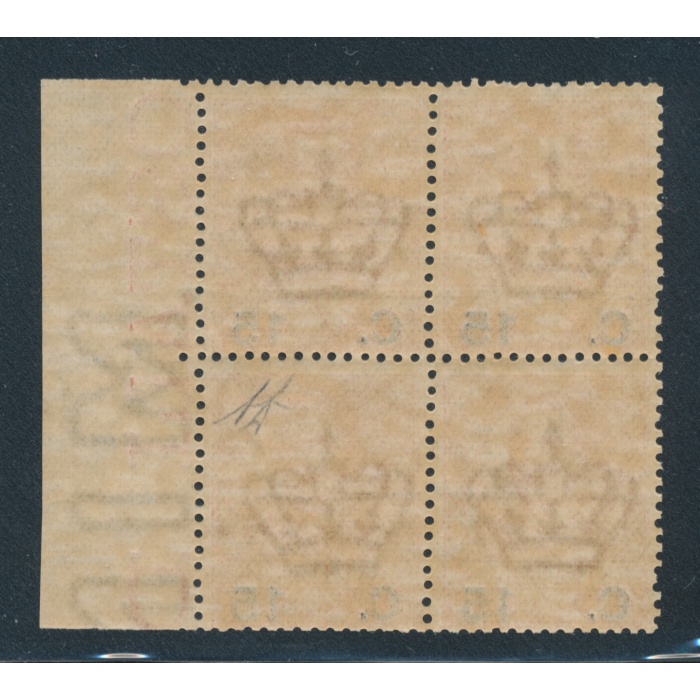 1905 REGNO - n° 79,  15 cent su 20 cent arancio ,   MNH** , QUARTINA BORDO DI FOGLIO