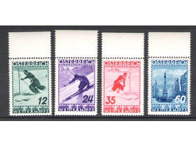 1936  AUSTRIA - n. 477/480 - Campionati di Sci ad Innsbruck - MNH** - Bordo di foglio