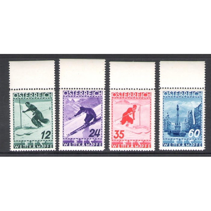 1936  AUSTRIA - n. 477/480 - Campionati di Sci ad Innsbruck - MNH** - Bordo di foglio