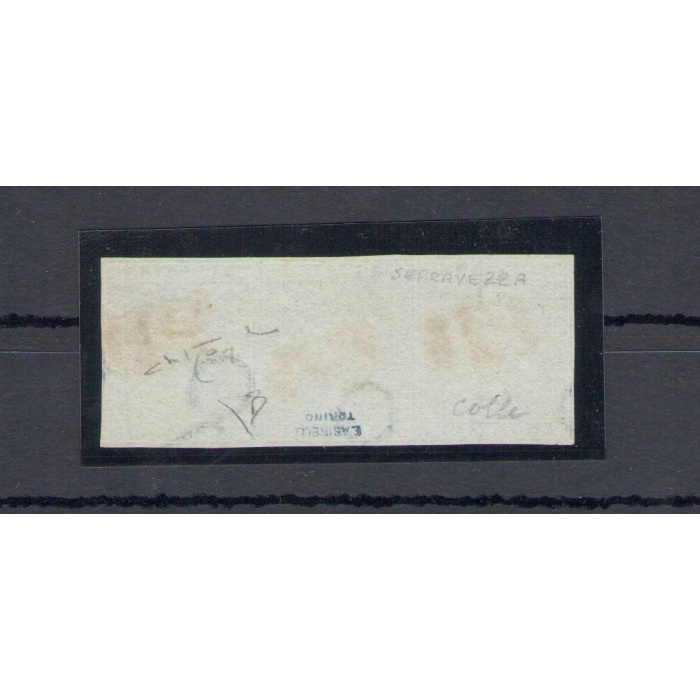 1851-52 TOSCANA, n. 6 - 4 cr. verde su grigio STRISCIA DI 3 - Certificato - Expertise Raybaudi -E.Diena