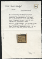 1859 PARMA, n° 14a 10 cent bruno grigiastro USATO CERTIFICATO BOLAFFI 1890 - immagine 3