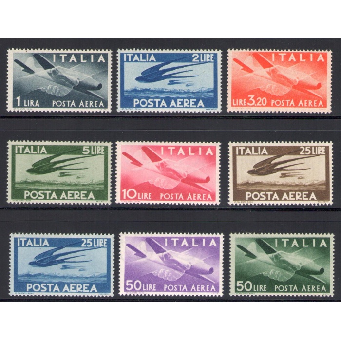 1945-46 Italia - Repubblica , Posta Aerea , n° 126/134 9 valori MNH**
