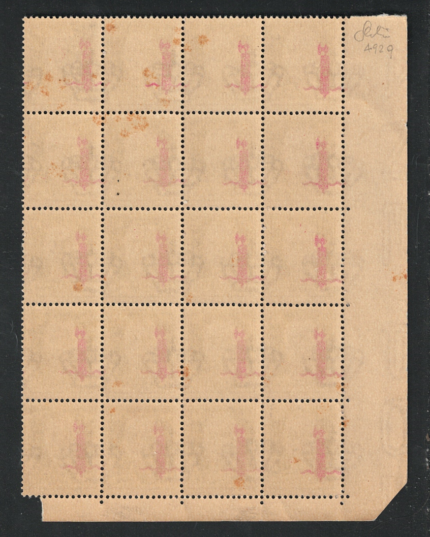 1944 RSI, n. 492q, 30 cent. bruno, Soprastampa spostata e decalco, MNH**