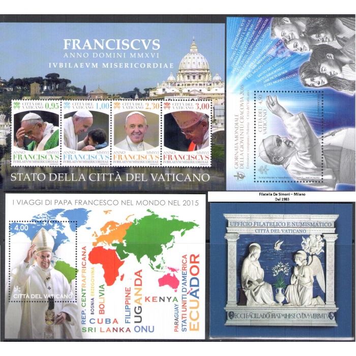 2016 Vaticano , Francobolli nuovi , Annata Completa 28 valori + 3 foglietti + 1 Libretto - MNH **