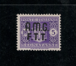 1947 TRIESTE A, Segnatasse 5 Lire violetto Senza Filigrana # 4A, MNH**
