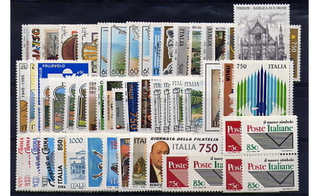 1995 Italia Repubblica, francobolli nuovi ,Annata Completa 54 valori + 1 Foglietto + 2 Libretti (Ente Poste) - MNH**