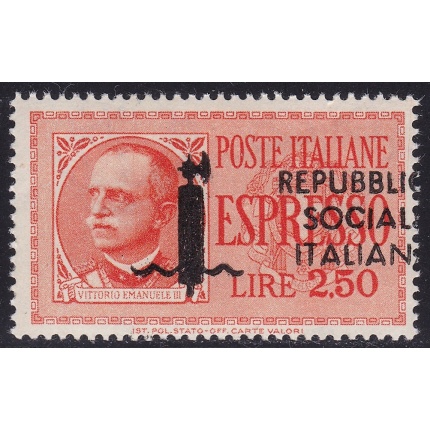 1944 Repubblica Sociale Italiana, Espressi Lire 2,50 n° 22gab MNH/** SOVRASTAMPA SPOSTATA A DESTRA