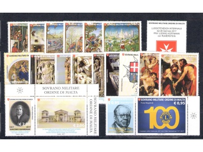 2017 Smom, francobolli nuovi,  Annata Completa , 44 valori + 7 Foglietti MNH**