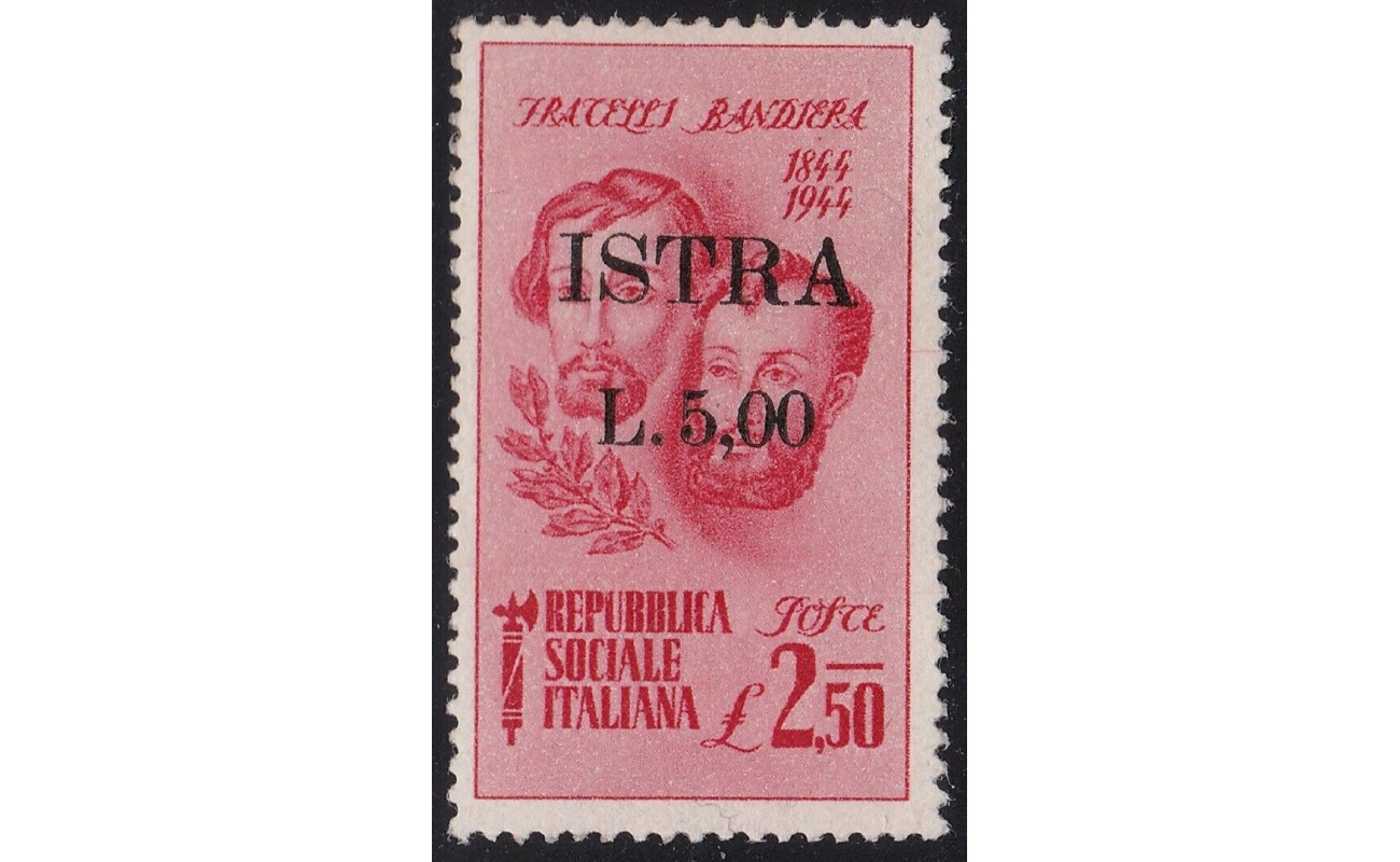 1945 ISTRIA; n. 33 - 5 lire su 2,50 carminio - MNH**
