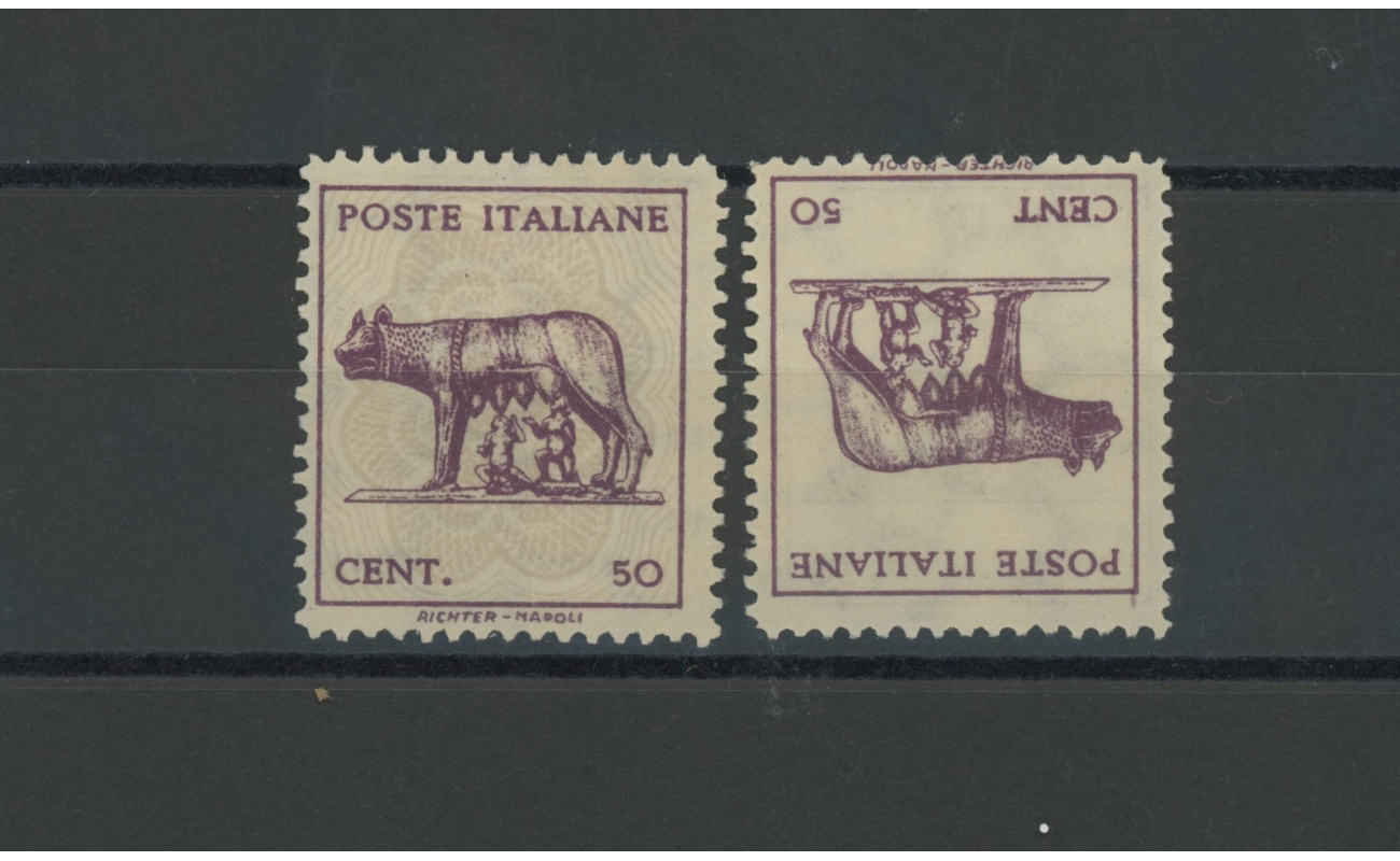 1943 LUOGOTENENZA, n° 515g 50c. lilla e grigio lilla (*) STAMPA RECTO-VERSO