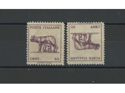 1943 LUOGOTENENZA, n° 515g 50c. lilla e grigio lilla (*) STAMPA RECTO-VERSO