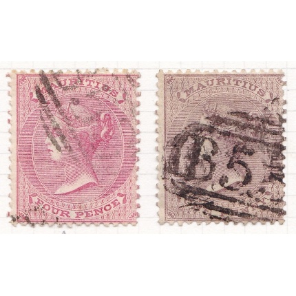 1860 MAURITIUS, SG n° 46-48 2 values No Wmk. USED