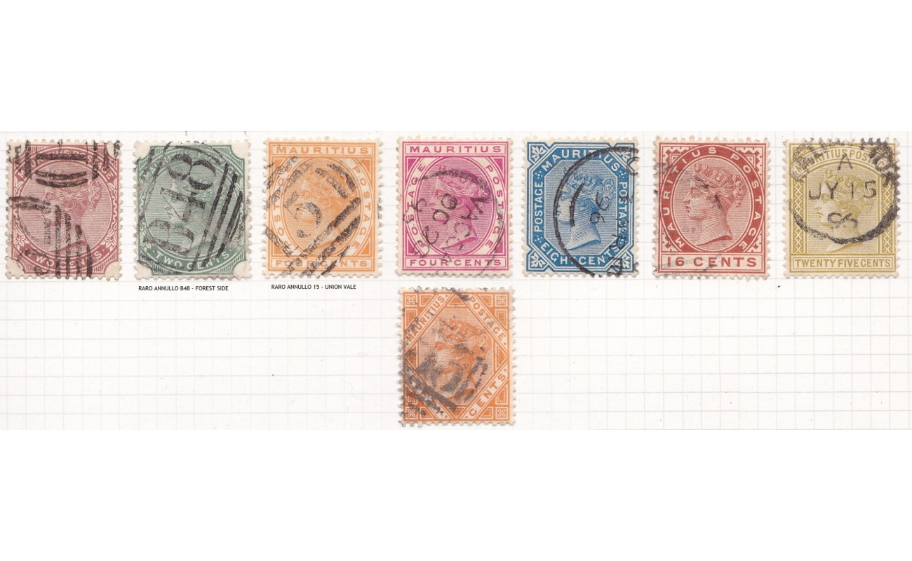 1883-94 MAURITIUS, SG set 83-90 8 values USED with interesting cancellations