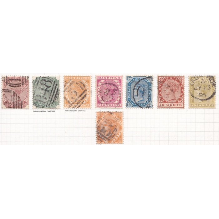 1883-94 MAURITIUS, SG set 83-90 8 values USED with interesting cancellations