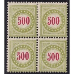 1894-96 Svizzera , Tasse Catalogo Zumstein n. 21E - 100 verde-oliva QUARTINA */** Certificato SBPV