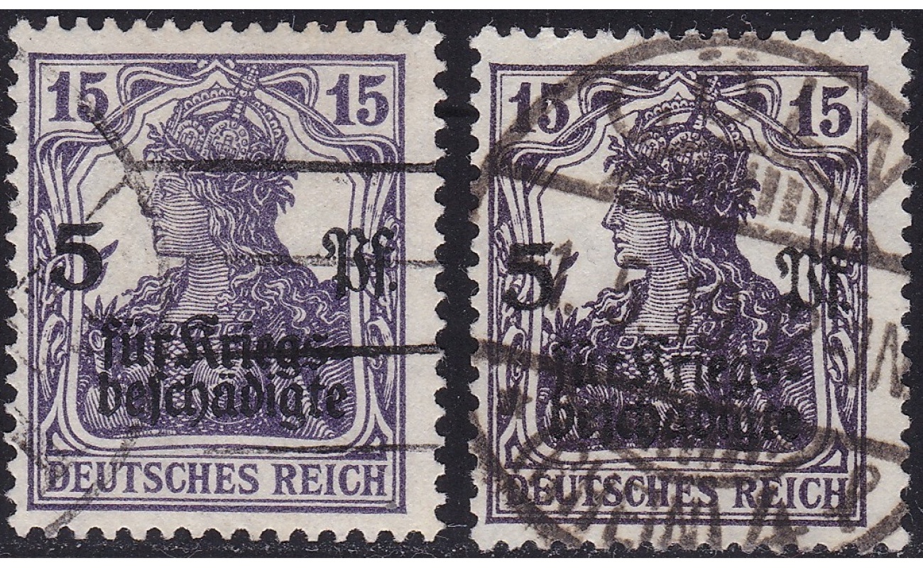 1919 Germania ,Deutsches Reich, Michel n° 106 b+c  USATI - 106c ANNULLO PRIMO GIORNO  1-5-1919 FIRMATI