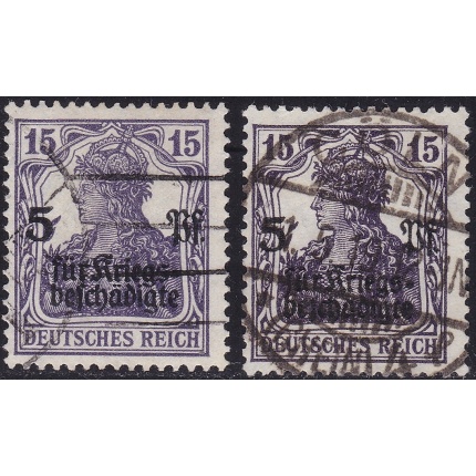1919 Germania ,Deutsches Reich, Michel n° 106 b+c  USATI - 106c ANNULLO PRIMO GIORNO  1-5-1919 FIRMATI