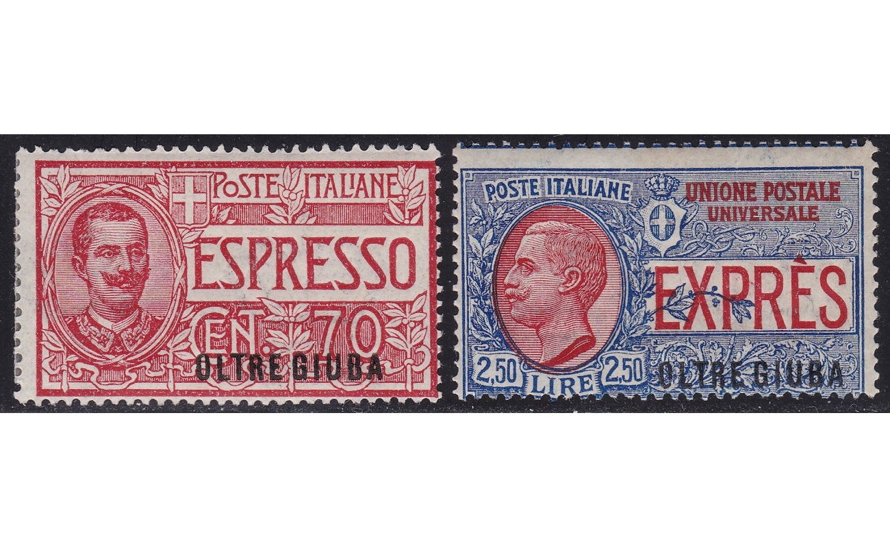 1926 OLTRE GIUBA, Espressi n° 1/2   70c. rosso MLH/* 2.50 azzurro e rosso  MNH/**