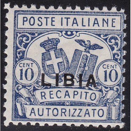 1929 LIBIA, Recapito Autorizzato n° 1 Dentellato 11 MNH/** Firmato Oliva