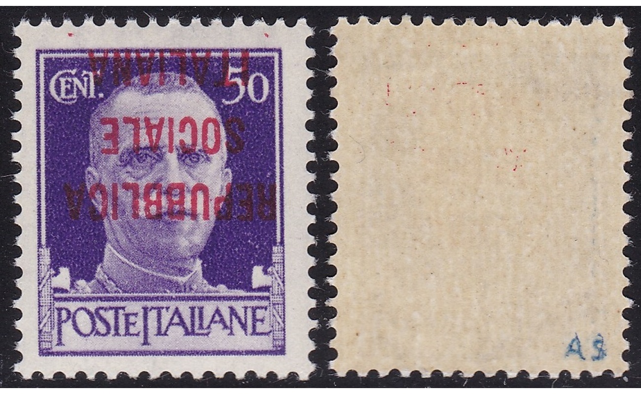 1944 REPUBBLICA SOCIALE ITALIANA, n° 493CA 50c. violetto MNH/**