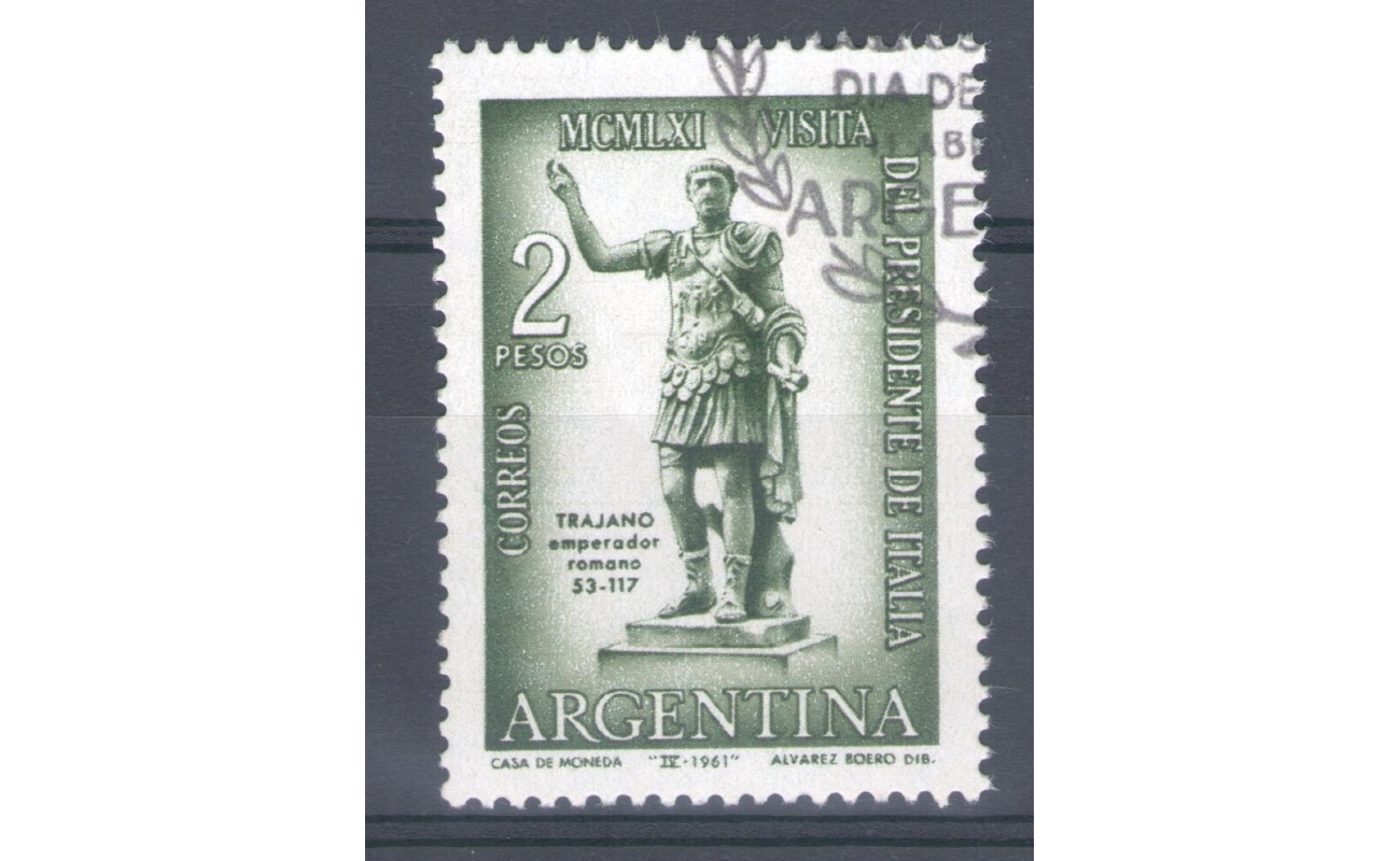 1961 Argentina Visita del Presidente Gronchi Emissione Congiunta 1 val. Usato con Annullo Ufficiale
