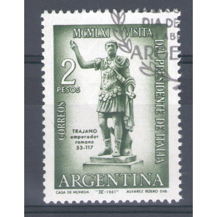 1961 Argentina Visita del Presidente Gronchi Emissione Congiunta 1 val. Usato con Annullo Ufficiale