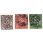 1859-61 MAURITIUS, SG n. 33/35 Usati