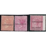 1878 MAURITIUS, SG 61-62-79 Wmk Crown CC  3 valori soprastampati CANCELLED MH/MLH
