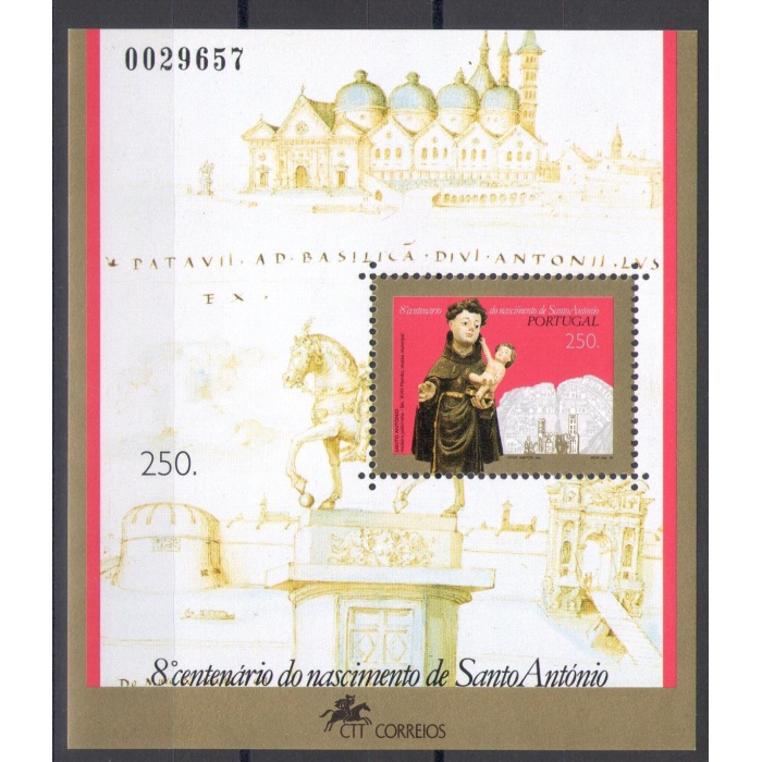 1995 Portogallo , Foglietto Sant' Antonio da Padova , 8° Centenario Nascita , Emissione Congiunta   MNH**