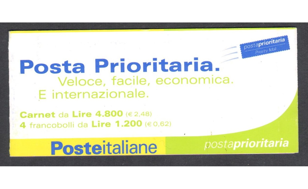 2001 Italia - Repubblica , Libretto Posta Prioritaria L 21 MNH**