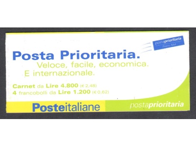 2001 Italia - Repubblica , Libretto Posta Prioritaria L 21 MNH**