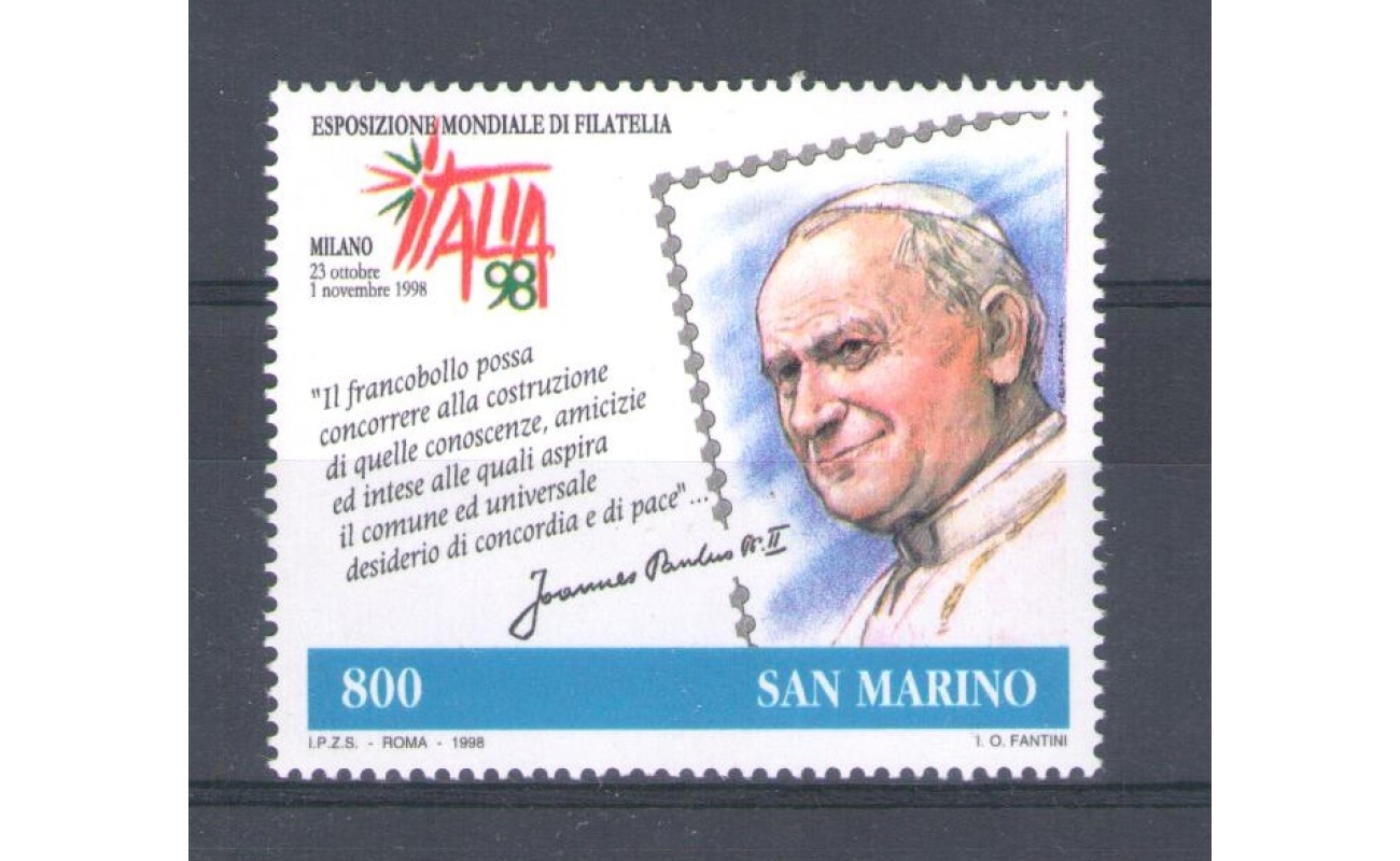 1998 San Marino "Giornata del Francobollo e del Collezionismo " Emissione Congiunta -   1 val MNH**