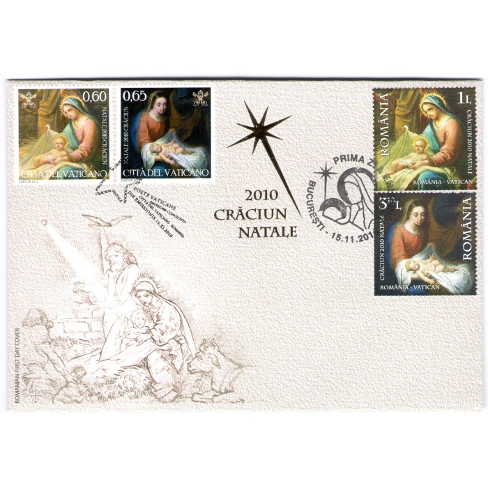 2010 Romania Folder Natale  2 Foglitti - Emissione Congiunta con Vaticano  -  MNH** RARO - 1000 Tiratura