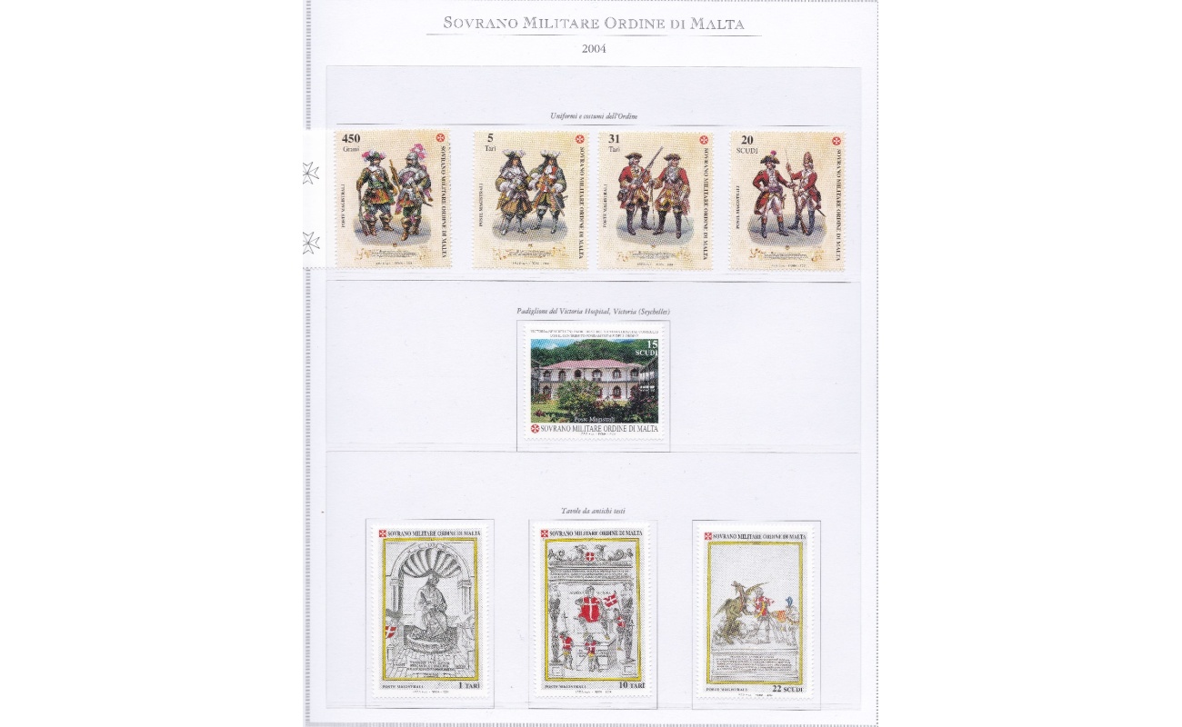 2004 SMOM - Annata completa , francobolli nuovi , 28 valori + 3 Foglietti su 6 fogli Marini - MNH**