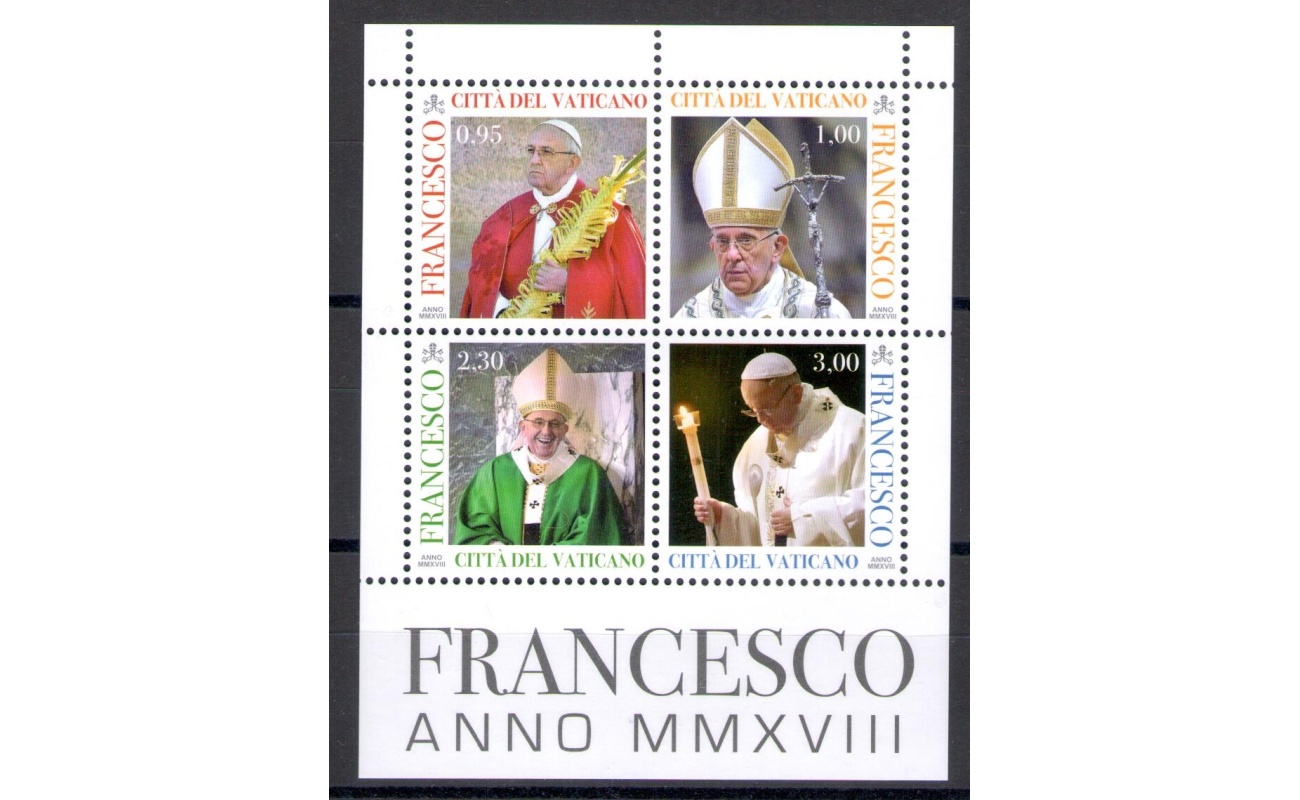 2018 Vaticano Foglietto Papa Francesco Anno MMXVIII , nuovo e perfetto  - MNH **