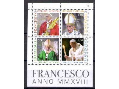 2018 Vaticano Foglietto Papa Francesco Anno MMXVIII , nuovo e perfetto  - MNH **
