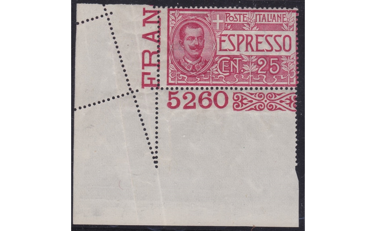 1903 REGNO DI ITALIA, Espresso n° 1 STRISCIA DI TRE CON NUMERO DI TAVOLA MNH/**