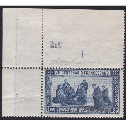 1926 Italia - Regno, n 196 San Francesco dentellato 13 1/2 MNH** con Numero di Tavola RARO