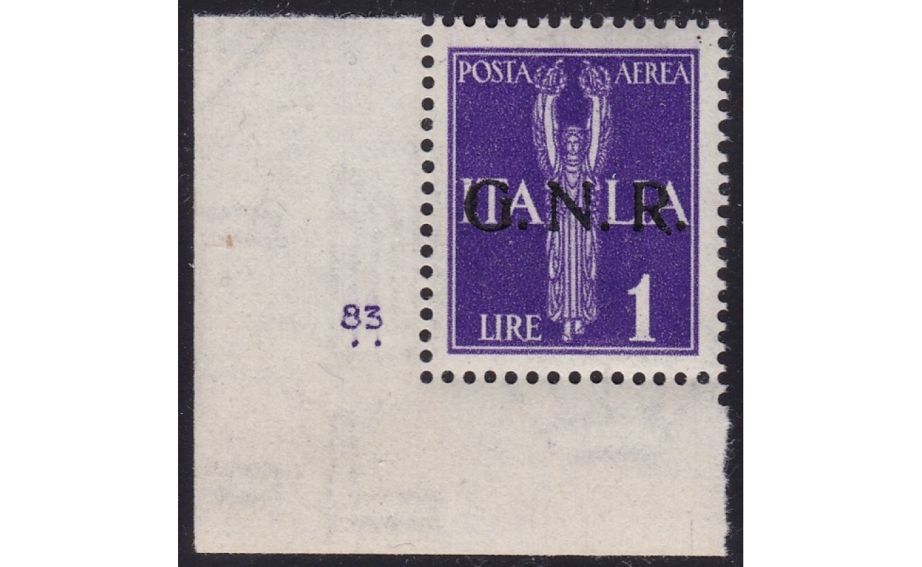 1944 RSI, Posta Aerea -    n° 118 50 cent. bruno MNH/** BLOCCO DI 4 CON NUMERO DI TAVOLA