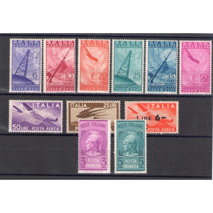 1947 Italia Repubblica, francobolli nuovi, Annata Completa 11 valori Posta Aerea + Posta Pneumatica , MNH**