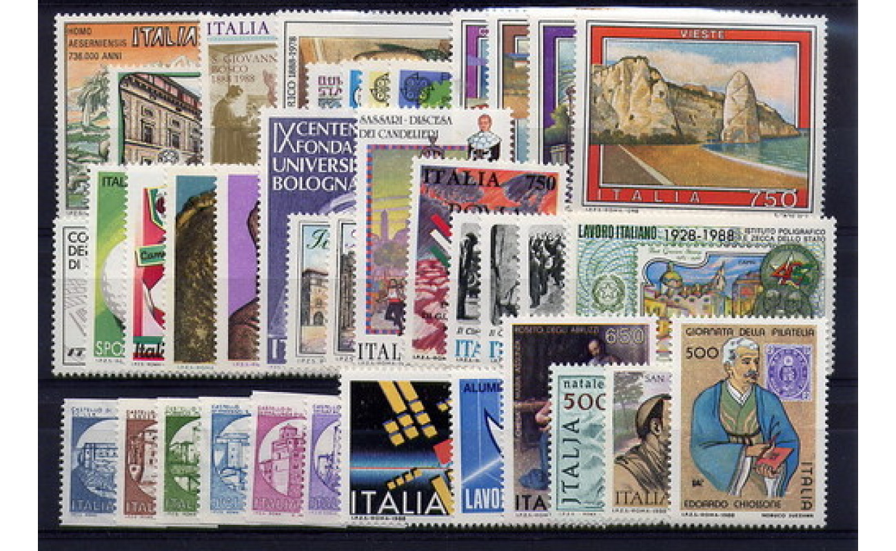 1988 Italia Repubblica, francobolli nuovi, Annata Completa 39 valori - MNH**