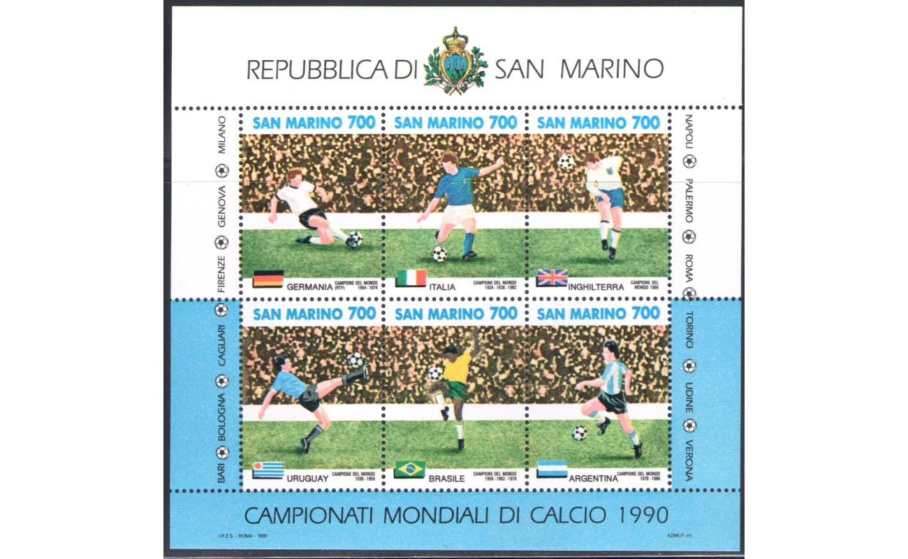 1990 San Marino "Campionati Mondiali di Calcio Italia 90" Bf 44 MNH**