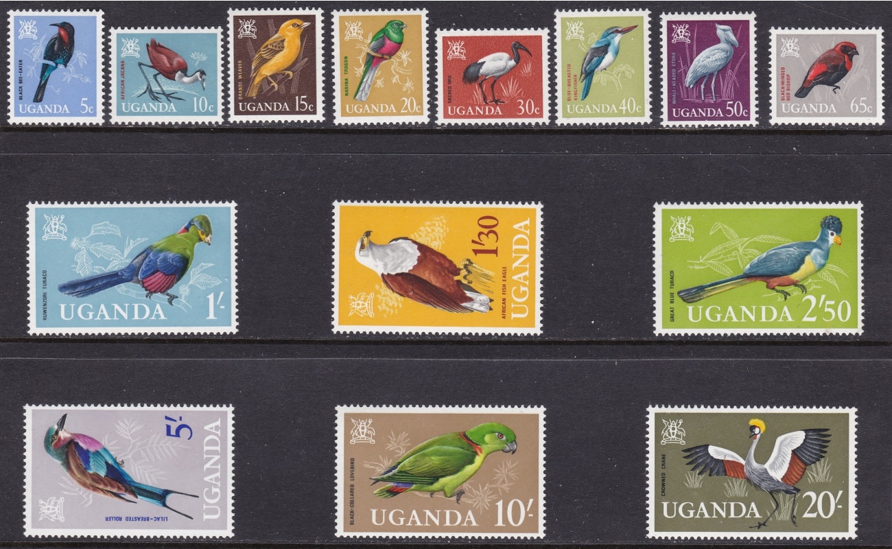 1965 UGANDA - Uccelli - Yvert n.  64/77 - serie di 14 valori - MNH**