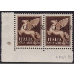 1944 RSI, Posta Aerea -   118/I Brescia 50 cent. bruno MNH/** COPPIA CON NUMERO DI TAVOLA