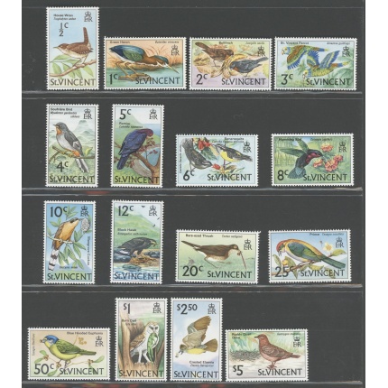 1970-71 St. Vincent -  Catalogo Yvert & Tellier n. 261-76 - Serie Ordinaria - 16 valori - Uccelli - MNH**